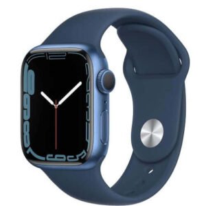 Apple Watch Series 7 (GPS, 41mm) Smart watch - Blue Aluminium Case with Abyss Blue Sport Band - Regular. Fitness Tracker, Blood Oxygen & ECG Apps, Always-On Retina Display, Water Resistant